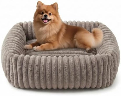 FURTIME Dog Bed for Small Medium Dog, Washable Orthopedic Pet Bed with Removable Cover, Rectangle Soft Calming Sleeping Puppy Bed Durable Pet Cuddler with Anti-Slip Bottom