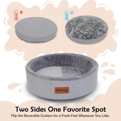 Calming Round Cat & Dog Bed for Kittens, Soft Memory Foam Cat Bed