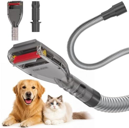 Dog Hair Grooming Brush Vacuum Attachment for 1" to 1-3/4" Various Size Vacuum Cleaners, Pet Shedding Tool with Extension Hose, Adapter and Storage Bag