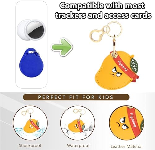 BORKUANA PU Leather Keychain Holder Protective Case Compatible with AirTag