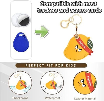 BORKUANA PU Leather Keychain Holder Protective Case Compatible with AirTag
