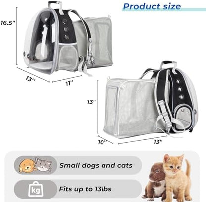 Lollimeow Cat Carrier Backpack, Expandable Bubble Pet Carrier for Cats and Small Dogs, Airline Approved Travel Backpack for Hiking, Walking & Outdoor Adventures - Supports up to 14 lbs