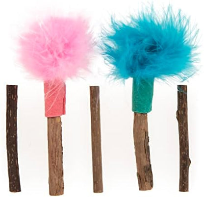 SmartyKat (5 Count) Silly Silver Stix Natural Silvervine Cat Toys - Blue/Pink, One Size
