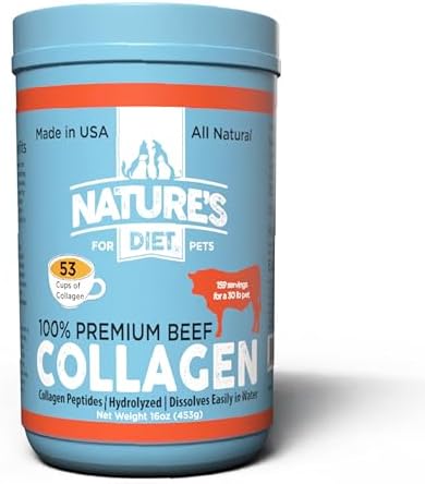 Nature's Diet Beef Collagen Peptides Type 1 for Dogs & Cats, Joint, Digestion & Skin Health Support, Premium Human Grade, Grass fed