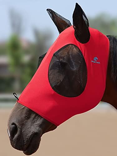 Mask Tech 5 Pieces Horse Fly Masks with Ears, Stretchy Elastic Mesh Fly Masks, 3D Eye Clearance, UV Protection-Large,Combo 25