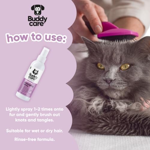 Buddycare Detangling Spray for Cats - Effective Cat Matted Fur Remover and Detangle Spray to Promote a Healthy Coat, Easily Removes Matted Hair for a Smooth and Shiny Coat