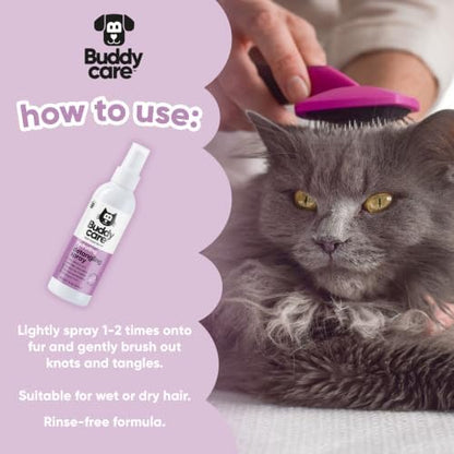 Buddycare Detangling Spray for Cats - Effective Cat Matted Fur Remover and Detangle Spray to Promote a Healthy Coat, Easily Removes Matted Hair for a Smooth and Shiny Coat