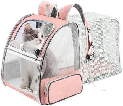 Texsens Innovative Traveler Bubble Backpack Pet Carriers for Cats and Dogs (Expandable-Pink)