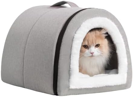 Hollypet Cat Bed Cave for Indoor Cats for Pets up to 20 lbs, Gray