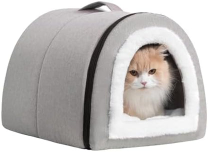 Hollypet Cat Bed Cave for Indoor Cats for Pets up to 20 lbs, Gray