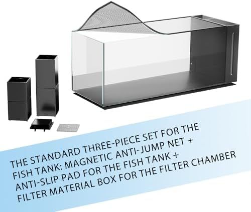 Allcolor Ultra Clear Rimless Aquarium Tank gallons Low Iron Glass Side Filtration + Anti-Jumping net (40Gal)
