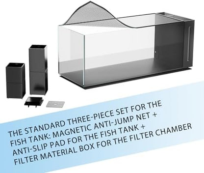 Allcolor Ultra Clear Rimless Aquarium Tank gallons Low Iron Glass Side Filtration + Anti-Jumping net (40Gal)