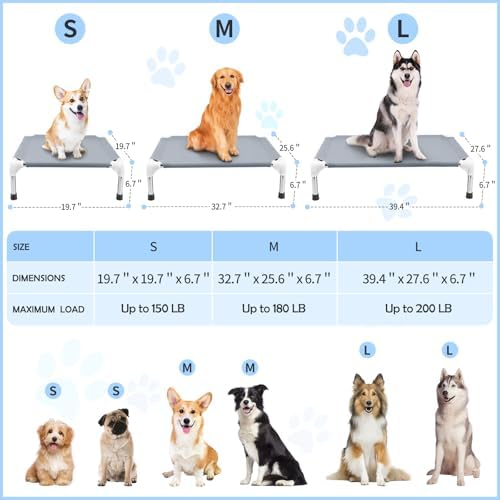 Elevated Dog Bed, Raised Dog Bed for Large Dogs, Cooling Dog Cots Beds