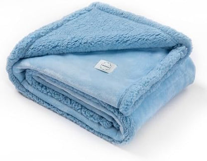 Waterproof Pet Blanket for Dogs Jacquard Fleece Blankets for Bed Cover Reversible Blue Fluffy Puppy Blankets Leakproof Sofa Couch Washable Cover Cat Doggie Blanket for Warm-Lake Blue,L