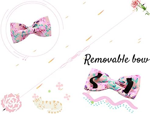 Lionheart glory Floral Rose Print Dog Collar Adjustable Soft Dog Collar with Bowtie, Girl Pet Collars for X-Small Small Medium Large Dogs
