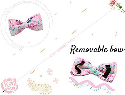 Lionheart glory Floral Rose Print Dog Collar Adjustable Soft Dog Collar with Bowtie, Girl Pet Collars for X-Small Small Medium Large Dogs
