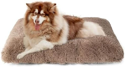 EHEYCIGA Fluffy Dog Crate Bed, Plush Extra Large Plus Dog Pillow, Camel