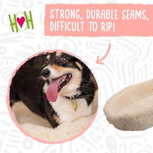 HUGGLEHOUNDS HUGGLEFLEECE HUGGLESNUGGLER Bolster Dog and CAT Bed, Natural, X-Small