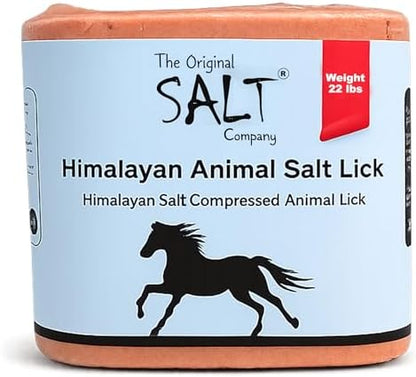 Himalayan Animal Salt Block 22 lb – Natural Mineral Salt Lick for Horses & Cattle – Large Compressed Pink Himalayan Block for Pasture & Herd Use (Non-Fortified)