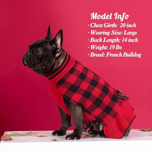 KYEESE Buffalo Plaid Dog Christmas Sweater Dress for Small Dogs Thick Knit