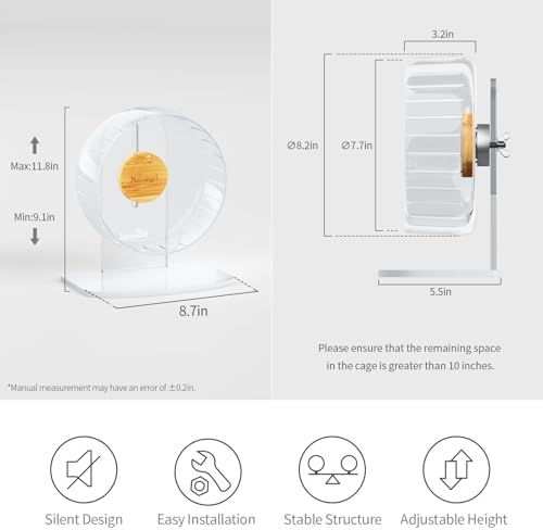 Niteangel Super-Silent Hamster Exercise Wheel: Quiet 8.2 inch Running Wheel