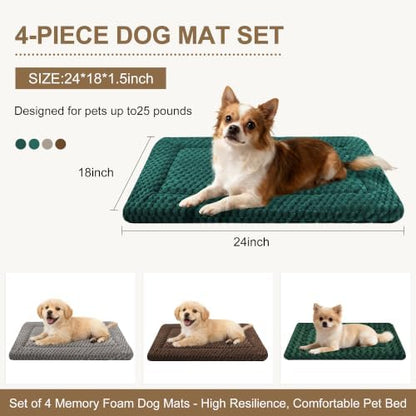 Dog Bed Mat, Reversible Crate Pads for Small/Medium/Large Dogs & Cats Sleeping, Portable & Soft, Dog Beds Crate Pad (Mix, S(24"*18"*1.5")) (Mixed Colors - B-4PCS, S(24"*18"*1.5"))