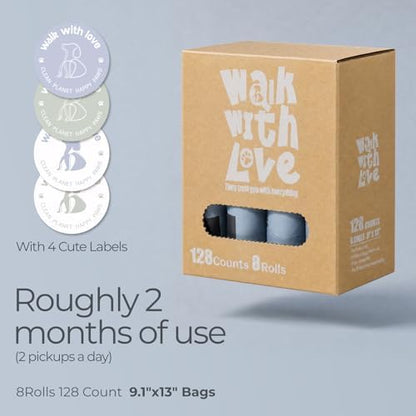 Poop Bags for Dogs, Leak Proof and Mess-free Waste Bags, 128 Bags