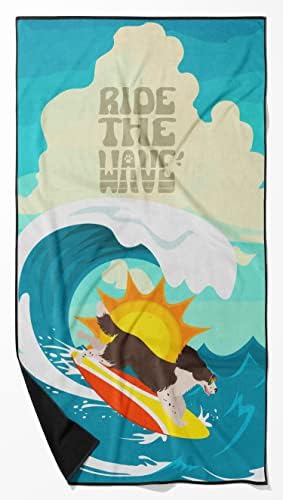 Caroline's Treasures MLM1218TWL3060 Surfer Dog Liver English Springer Spaniel Premium Beach Towel Oversized Towel Beach Blanket, Pool, Beach Essentials, Yoga, Premium Bath Towel, Quick Dry Plush