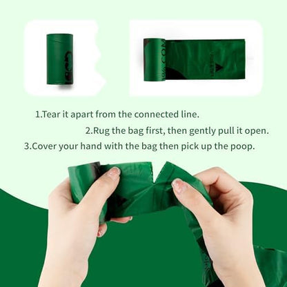 Certified Home Compostable Dog Poop Bags, 120 Extra Thick Bags (8 Rolls)
