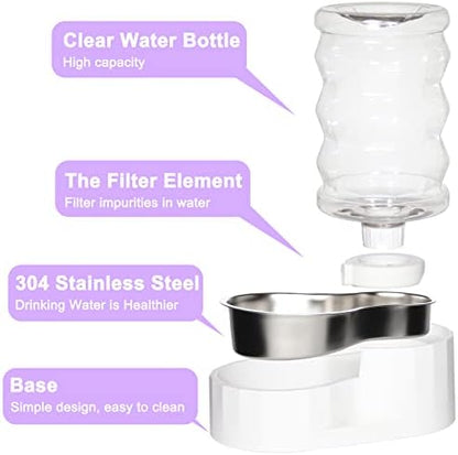 RIZZARI 6.5L Stainless Steel Dog Water Dispenser:Anti Spill for Medium Dogs