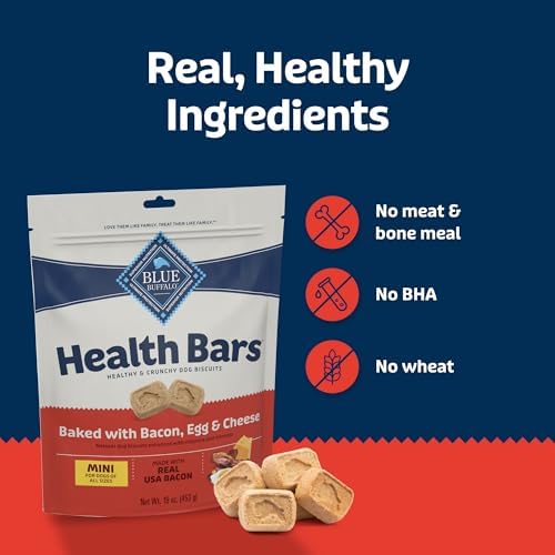 Blue Buffalo Health Bars Bacon Egg & Cheese Mini Dog Biscuits, 32 oz