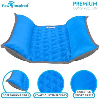 Paw Inspired Snuggle Bunny Bolster Bed, Gray/Blue, 17x17 Inch