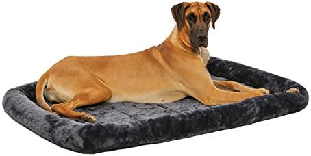 MidWest Homes for Pets QuietTime Giant Dog Bed - Gray Faux Fur Bolster, Ultra-Soft and Machine Washable, Fits 54-Inch Crates and Carriers, for XXL Breed Dogs