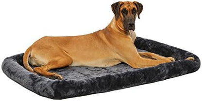 MidWest Homes for Pets QuietTime Giant Dog Bed - Gray Faux Fur Bolster, Ultra-Soft and Machine Washable, Fits 54-Inch Crates and Carriers, for XXL Breed Dogs