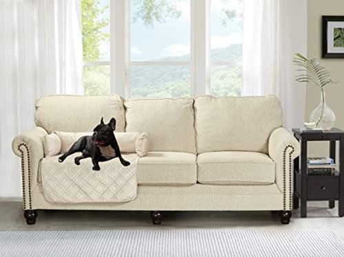 Brilliant Sunshine Beige Natural Velvet Dog Sofa Slipcover, Medium
