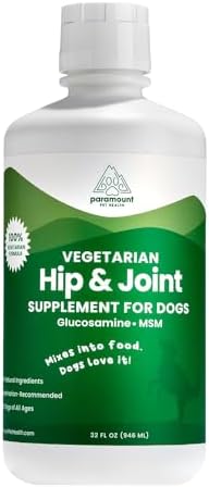 Plant-Based Liquid Glucosamine for Dogs, 1600mg Joint Support, MSM, Glucosamine & Omega 3-6-9, Shellfish-Free Dog Arthritis Supplement for Mobility & Flexibility, Made in USA, 32 oz