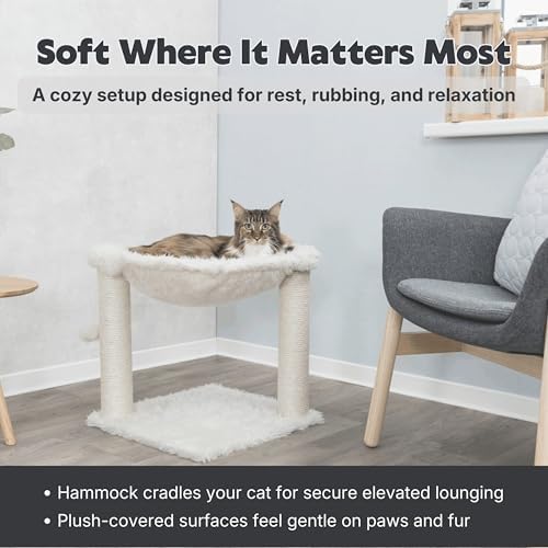 TRIXIE Baza 19.7-in Sisal Cat Tree with Plush Hammock and Toy, Cream