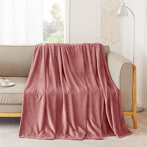 NICETOWN Fleece Throw Blanket for Couch, Fuzzy Cozy Super Soft Flannel Blanket, Lightweight Skin Friendly Microfiber for Babies/Kids (Twin Size, 60 x 80, Dirty Pink)