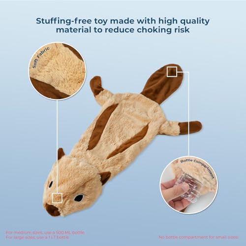 Best Pet Supplies 2-in-1 Stuffless Squeaky Dog Toy - Squirrel, Medium