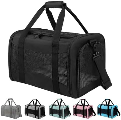Carriers Soft-Sided Pet Carrier for Cats Dogs Under 15 lbs,TSA Airline Approved with 4 Ventilated Windows(Medium,Black)