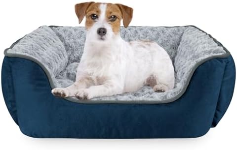 JOEJOY Rectangle Dog Bed for Large Medium Small Dogs Machine Washable Sleeping Dog Sofa Bed Non-Slip Bottom Breathable Soft Puppy Bed Durable Orthopedic Calming Pet Cuddler, Multiple Size, Navy Blue