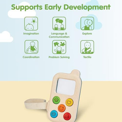 PlanToys® Wooden My First Phone Toy for Toddlers Montessori Baby Sensory
