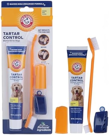 Arm & Hammer Tartar Control Dog Dental Kit, Banana Mint, 3-Piece