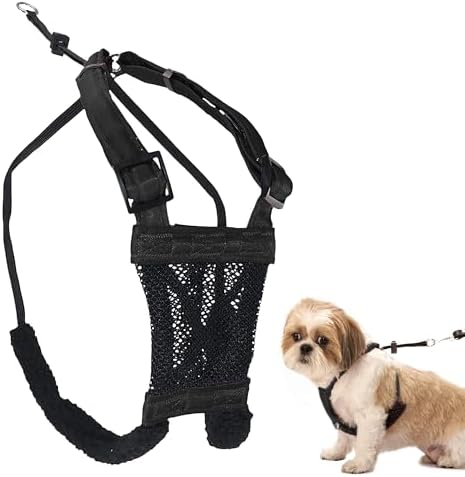 Sporn No Pull Dog Harness, Durable Nylon Mesh Harness for Small Dogs, No Choke Design, Padded Restraint Sleeves, Adjustable Fit, Easy On/Off, Ideal for Small Breeds, Black