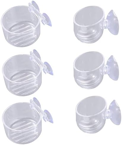 Fish Tank Plant Cup 6PCS Aquarium Growing Cups Acrylic Waterweed Cup Aquarium Decoration Plant Cup Pot with Suction Holder Mini Gardening Vase Feeder