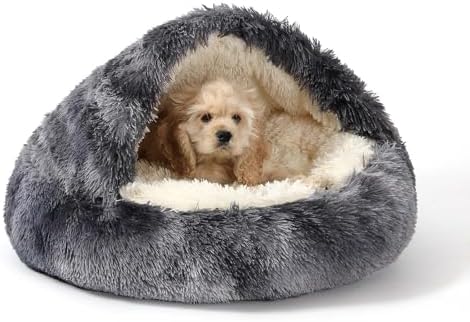 NOYAL Hooded Donut Bed, Calming Cave for Cats & Small Dogs