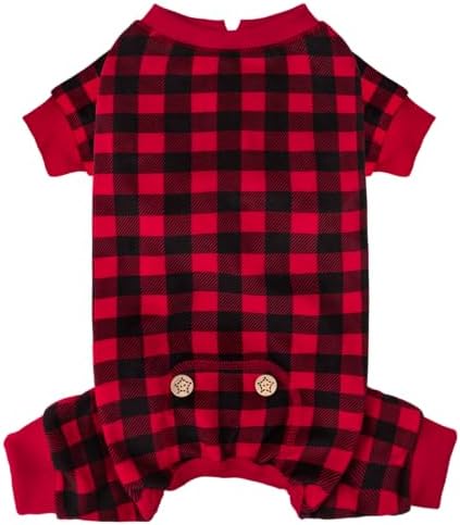 KYEESE Velvet Dog Pajamas for Small Medium Dog Soft Plaid Onesie Daily Wear