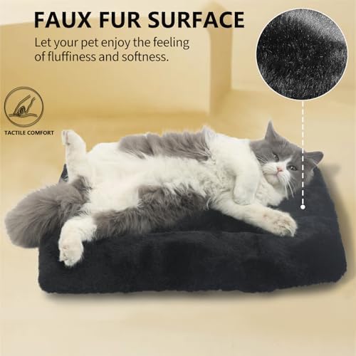 Tiny Dog Bed 18 x 12 for Extra Small Dogs and Cats Fit Crate or Cage 18 Inch,Ultra Soft Cat Warmer Mat for Feral and Indoor Cats,Fluffy Comfy Kennel Pad Anti-Slip & Washable Pet Sleeping Mat,Black XXS