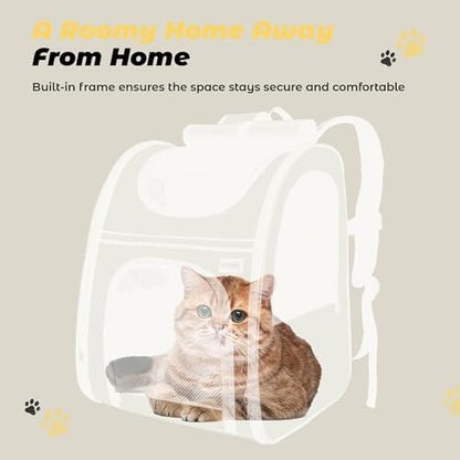 Zavothy Cat Backpack Carrier – Expandable Airline Approved Pet Travel Bag for Cats & Small Dogs, Breathable Mesh Pet Carrier Backpack with Padded Base (Grey)