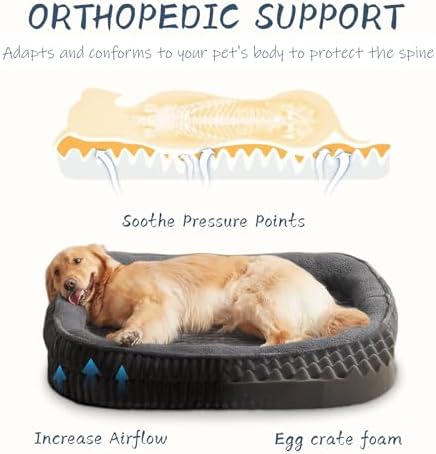 Orthopedic Dog Bed for Puppy,Extra Small Dogs Breeds,Oval Cat Bed,High Density Egg Crate Foam Dog Sofa Beds,Pet Couch Bed with Four Sided Bolster,Removable Washable Cover&Non-Slip Bottom